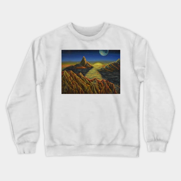 Oil Painting - Alien Landscape  12" x 9" Crewneck Sweatshirt by IgorPozdnyakov